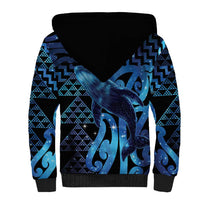 Humpback Whale Matariki New Zealand Sherpa Hoodie NZ Maori Paikea Poutama Luxury Blue