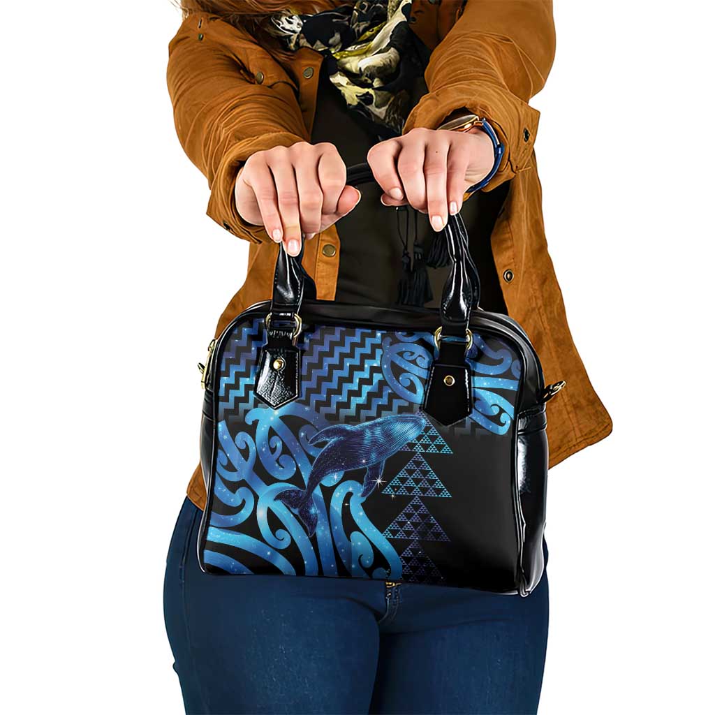 Humpback Whale Matariki New Zealand Shoulder Handbag NZ Maori Paikea Poutama Luxury Blue LT14 One Size Blue - Polynesian Pride