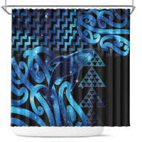 Humpback Whale Matariki New Zealand Shower Curtain NZ Maori Paikea Poutama Luxury Blue LT14 Blue - Polynesian Pride