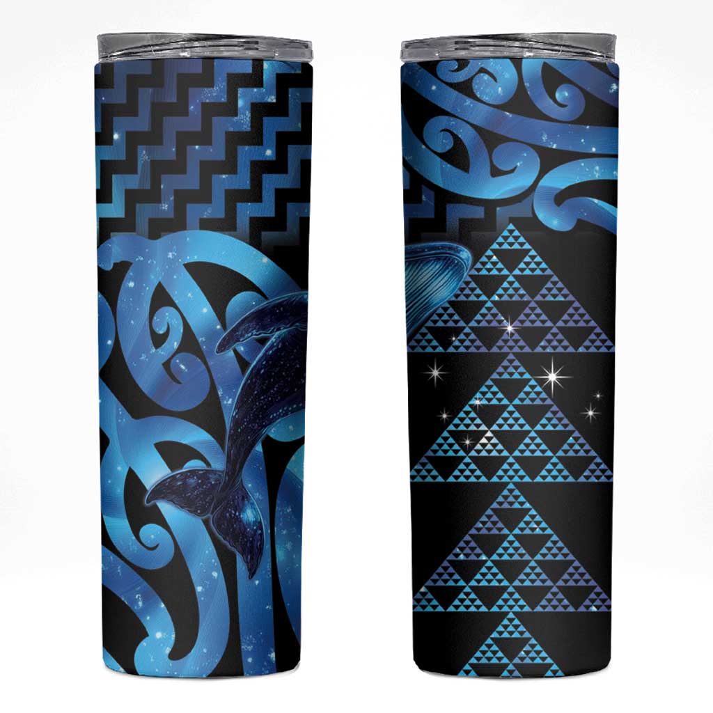 Humpback Whale Matariki New Zealand Skinny Tumbler NZ Maori Paikea Poutama Luxury Blue LT14 Blue - Polynesian Pride