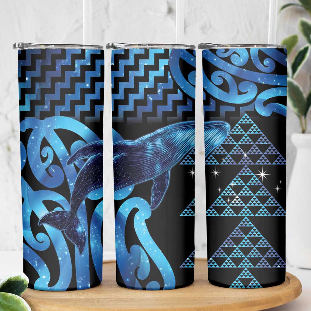 Humpback Whale Matariki New Zealand Skinny Tumbler NZ Maori Paikea Poutama Luxury Blue LT14 - Polynesian Pride