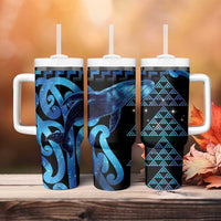 Humpback Whale Matariki New Zealand Tumbler With Handle NZ Maori Paikea Poutama Luxury Blue
