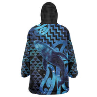 Humpback Whale Matariki New Zealand Wearable Blanket Hoodie NZ Maori Paikea Poutama Luxury Blue