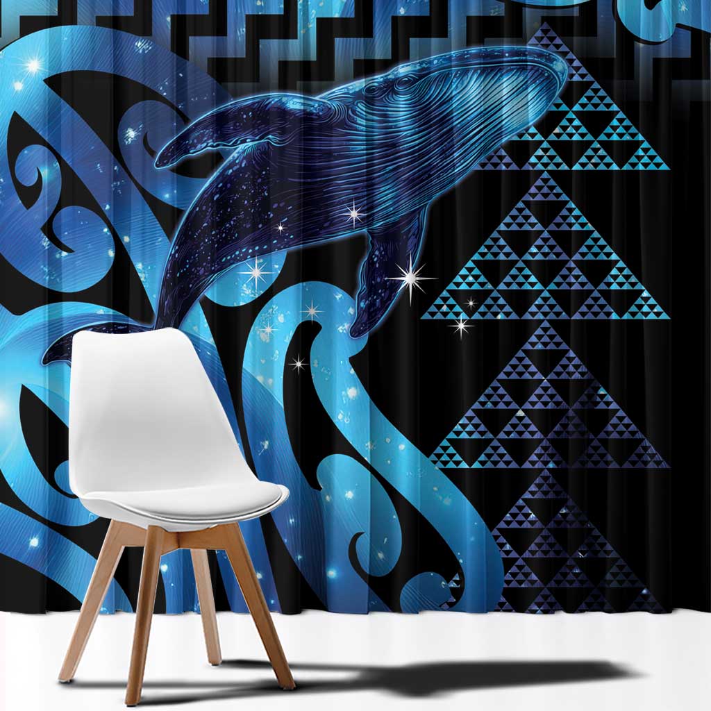 Humpback Whale Matariki New Zealand Window Curtain NZ Maori Paikea Poutama Luxury Blue LT14 - Polynesian Pride