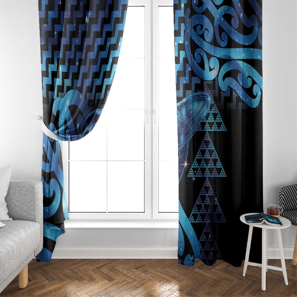 Humpback Whale Matariki New Zealand Window Curtain NZ Maori Paikea Poutama Luxury Blue LT14 - Polynesian Pride