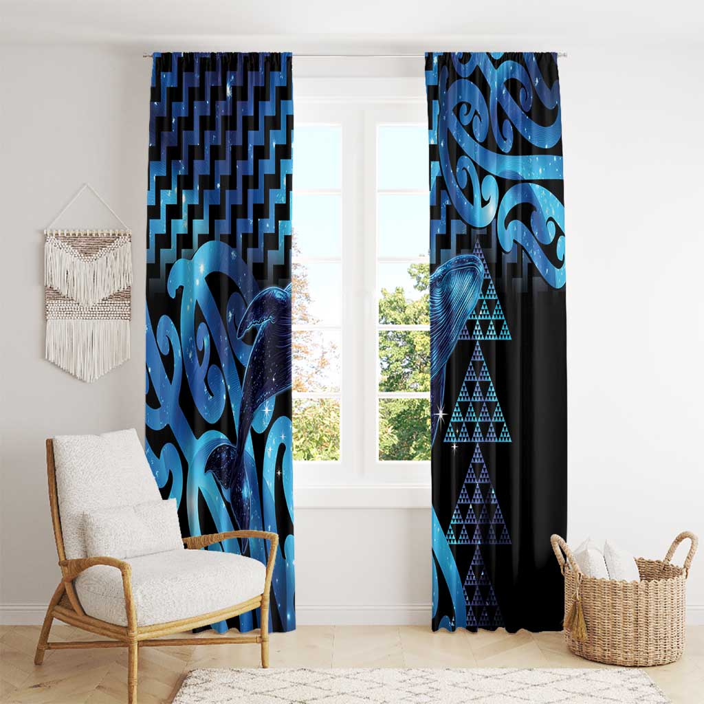 Humpback Whale Matariki New Zealand Window Curtain NZ Maori Paikea Poutama Luxury Blue LT14 - Polynesian Pride