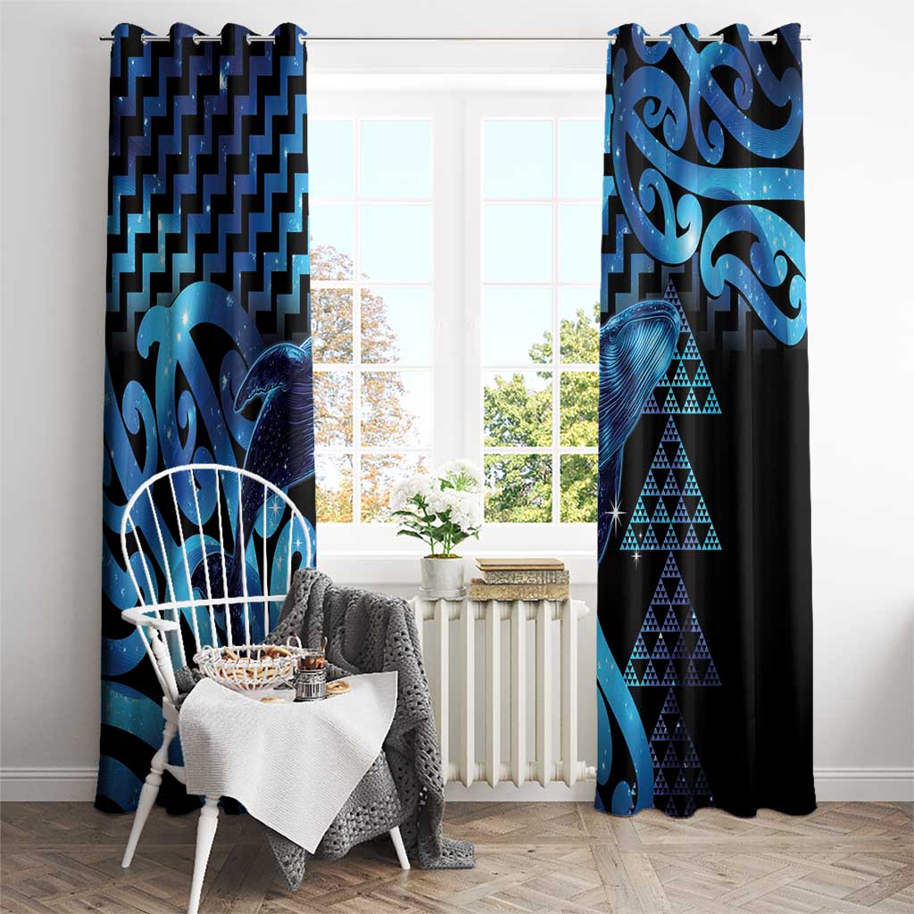 Humpback Whale Matariki New Zealand Window Curtain NZ Maori Paikea Poutama Luxury Blue LT14 - Polynesian Pride
