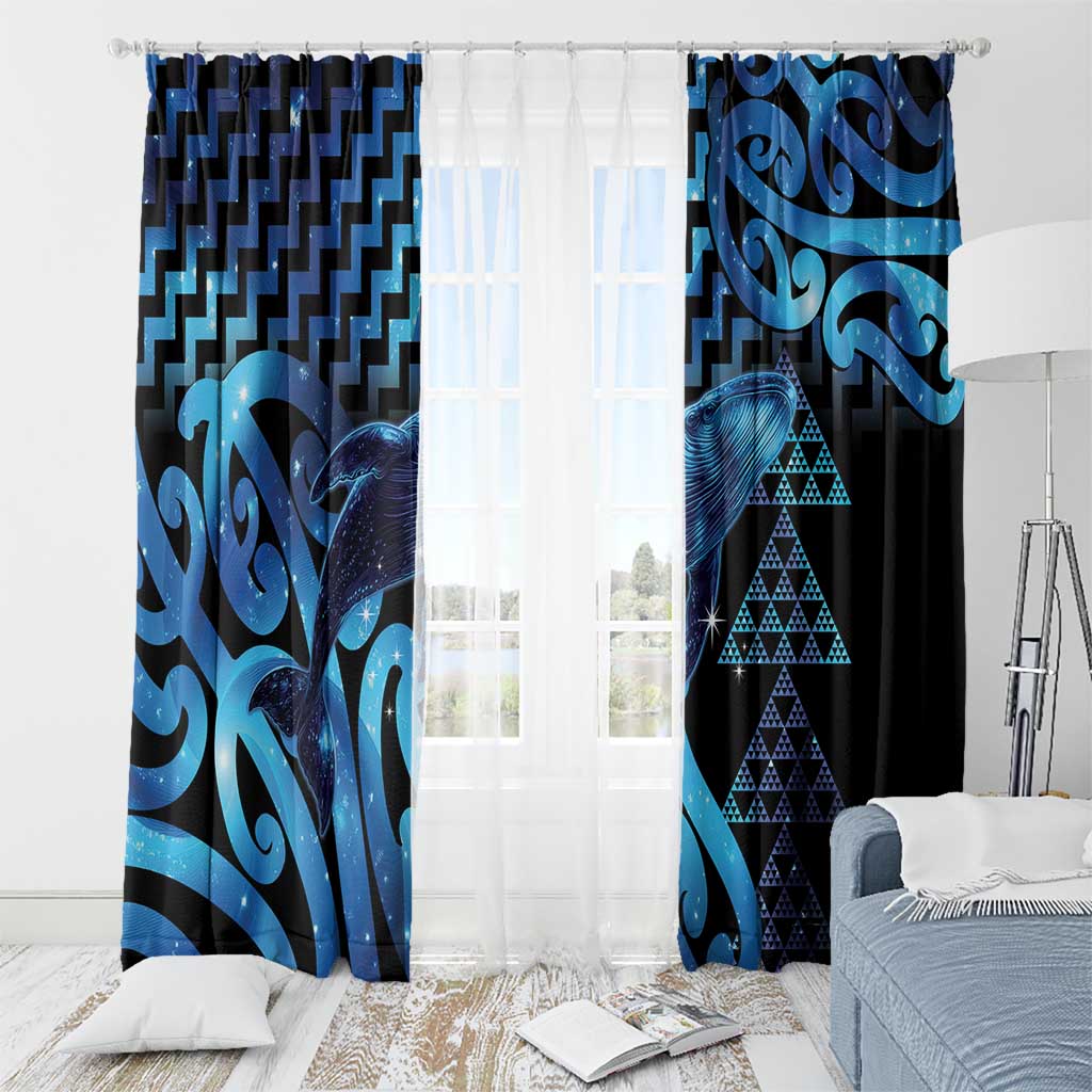 Humpback Whale Matariki New Zealand Window Curtain NZ Maori Paikea Poutama Luxury Blue LT14 - Polynesian Pride
