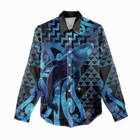 Humpback Whale Matariki New Zealand Women Casual Shirt NZ Maori Paikea Poutama Luxury Blue