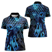 Humpback Whale Matariki New Zealand Women Polo Shirt NZ Maori Paikea Poutama Luxury Blue