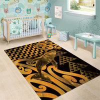 Humpback Whale Matariki New Zealand Area Rug NZ Maori Paikea Poutama Luxury Gold LT14 - Polynesian Pride