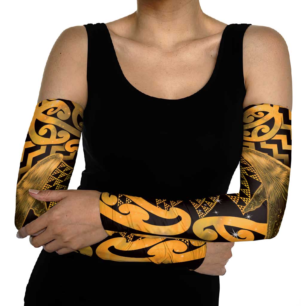 Humpback Whale Matariki New Zealand Arm Sleeves NZ Maori Paikea Poutama Luxury Gold LT14 - Polynesian Pride