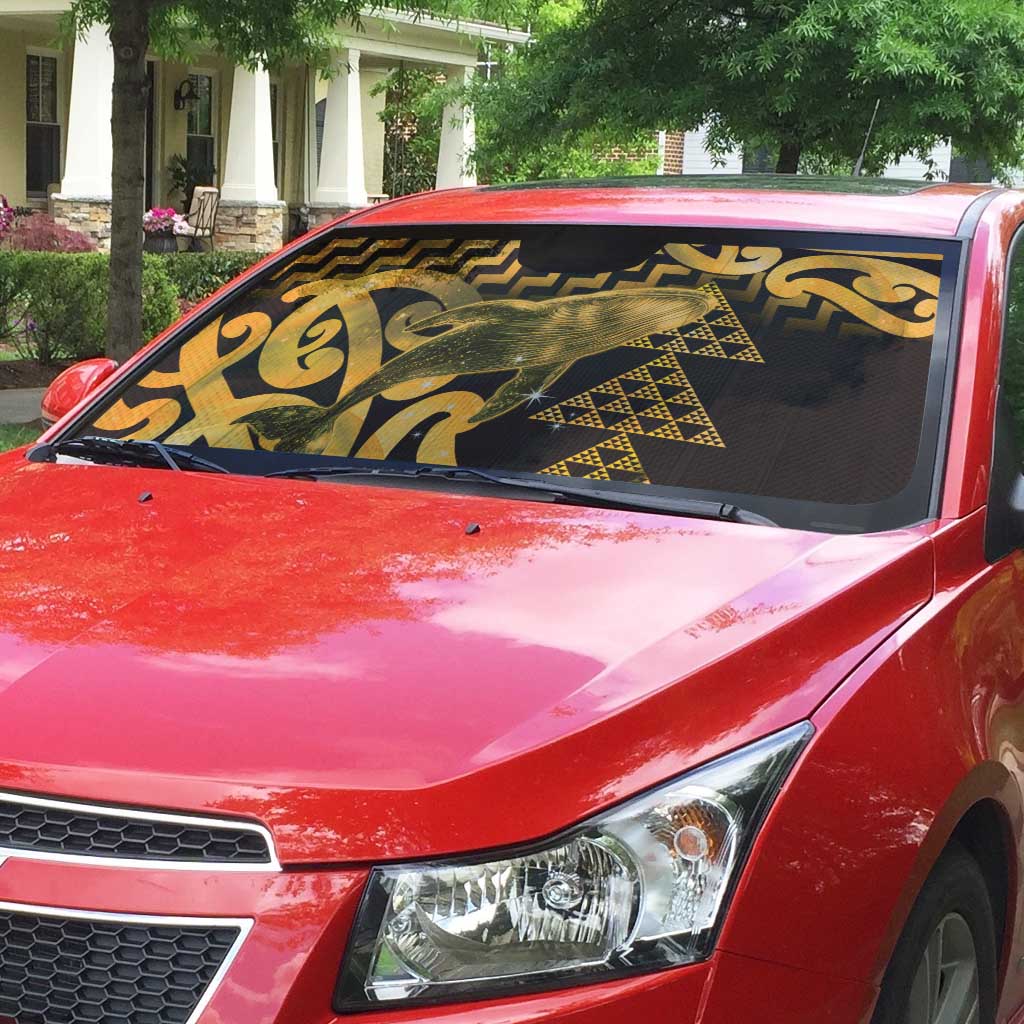 Humpback Whale Matariki New Zealand Auto Sun Shade NZ Maori Paikea Poutama Luxury Gold LT14 - Polynesian Pride