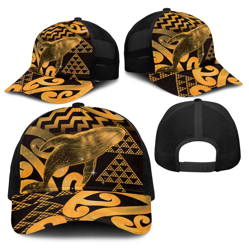 Humpback Whale Matariki New Zealand Baseball Net Cap NZ Maori Paikea Poutama Luxury Gold LT14 - Polynesian Pride