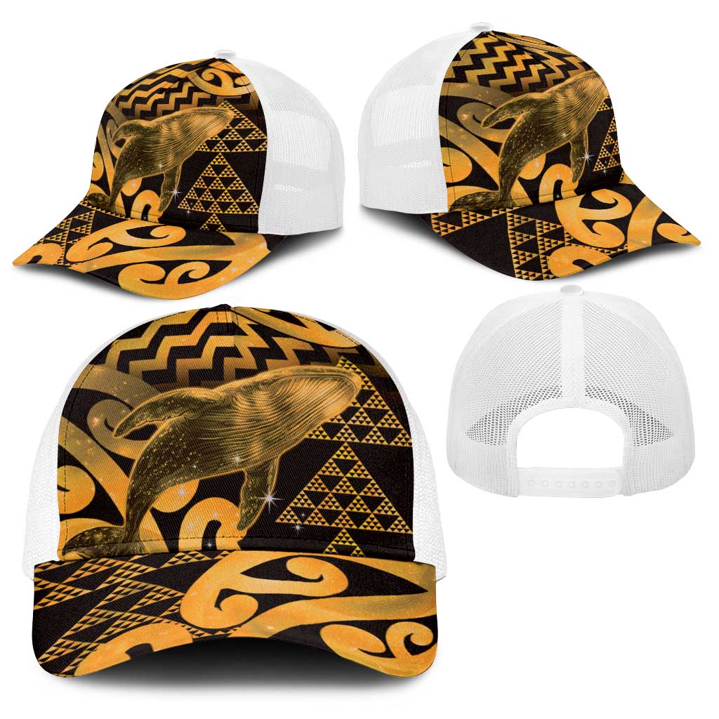 Humpback Whale Matariki New Zealand Baseball Net Cap NZ Maori Paikea Poutama Luxury Gold LT14 - Polynesian Pride