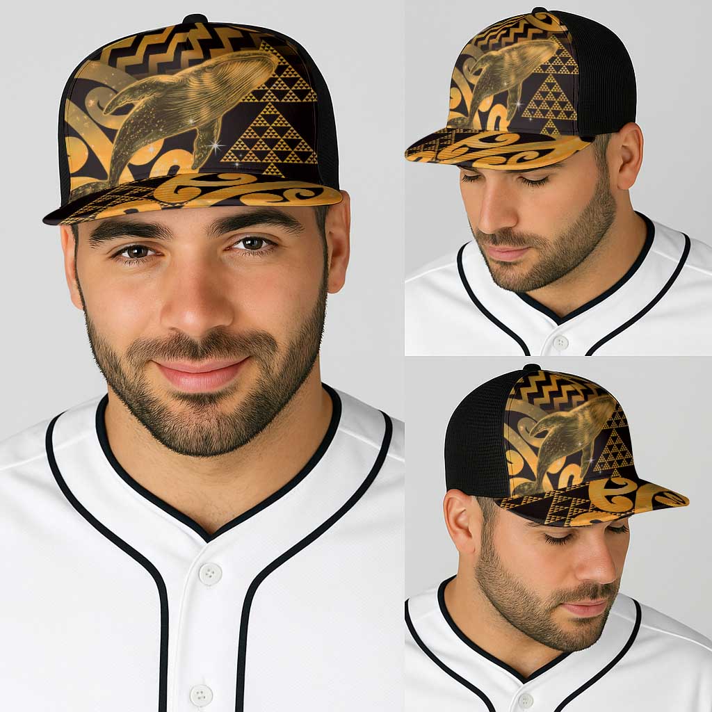 Humpback Whale Matariki New Zealand Baseball Net Cap NZ Maori Paikea Poutama Luxury Gold LT14 - Polynesian Pride