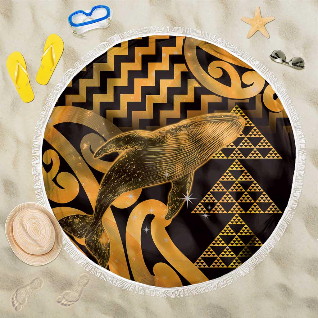 Humpback Whale Matariki New Zealand Beach Blanket NZ Maori Paikea Poutama Luxury Gold
