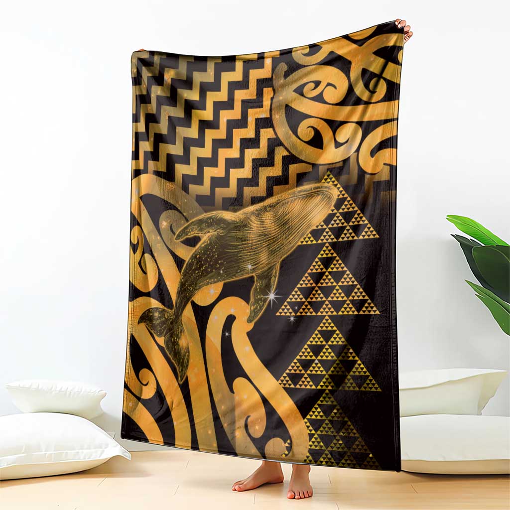 Humpback Whale Matariki New Zealand Blanket NZ Maori Paikea Poutama Luxury Gold LT14 - Polynesian Pride
