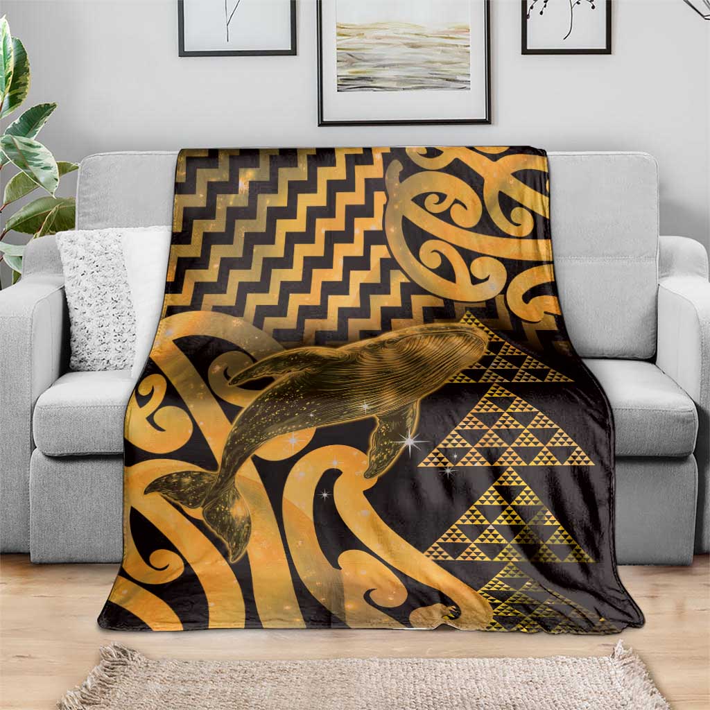 Humpback Whale Matariki New Zealand Blanket NZ Maori Paikea Poutama Luxury Gold LT14 - Polynesian Pride
