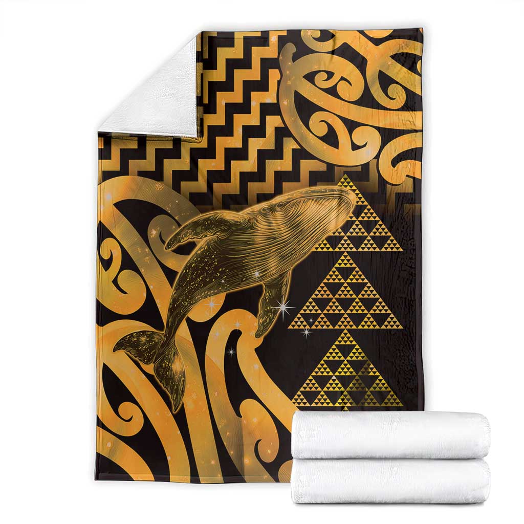 Humpback Whale Matariki New Zealand Blanket NZ Maori Paikea Poutama Luxury Gold LT14 - Polynesian Pride