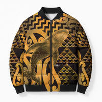 Humpback Whale Matariki New Zealand Bomber Puffer Jacket NZ Maori Paikea Poutama Luxury Gold LT14 Unisex Gold - Polynesian Pride