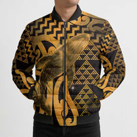 Humpback Whale Matariki New Zealand Bomber Puffer Jacket NZ Maori Paikea Poutama Luxury Gold LT14 - Polynesian Pride