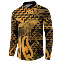 Humpback Whale Matariki New Zealand Button Sweatshirt NZ Maori Paikea Poutama Luxury Gold