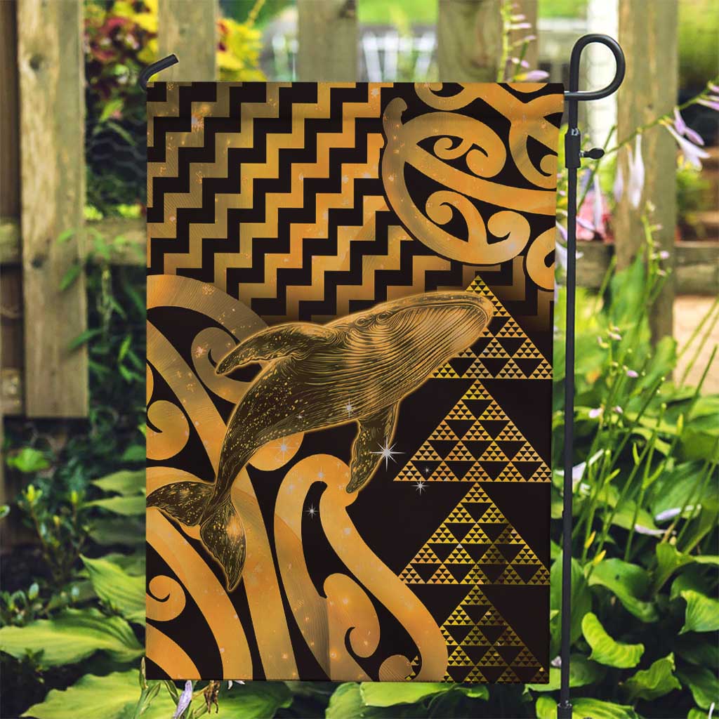 Humpback Whale Matariki New Zealand Garden Flag NZ Maori Paikea Poutama Luxury Gold LT14 Garden Flag Gold - Polynesian Pride