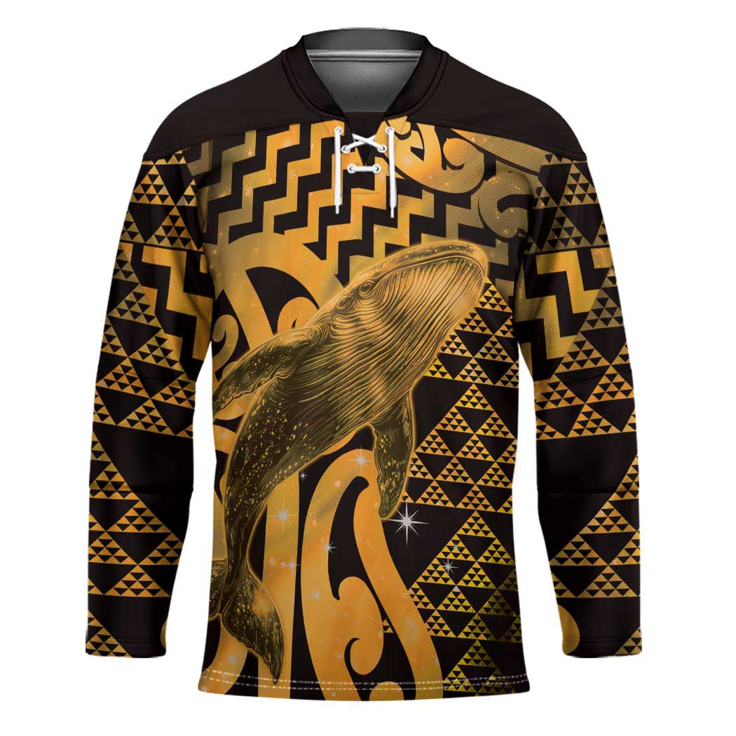 Humpback Whale Matariki New Zealand Hockey Jersey NZ Maori Paikea Poutama Luxury Gold