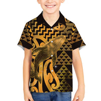 Humpback Whale Matariki New Zealand Kid Hawaiian Shirt NZ Maori Paikea Poutama Luxury Gold