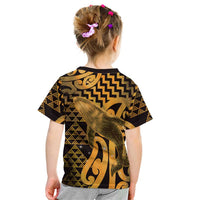 Humpback Whale Matariki New Zealand Kid T Shirt NZ Maori Paikea Poutama Luxury Gold LT14 - Polynesian Pride