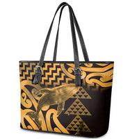 Humpback Whale Matariki New Zealand Leather Tote Bag NZ Maori Paikea Poutama Luxury Gold LT14 - Polynesian Pride
