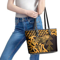 Humpback Whale Matariki New Zealand Leather Tote Bag NZ Maori Paikea Poutama Luxury Gold LT14 - Polynesian Pride