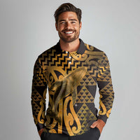 Humpback Whale Matariki New Zealand Long Sleeve Polo Shirt NZ Maori Paikea Poutama Luxury Gold