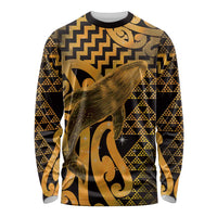 Humpback Whale Matariki New Zealand Long Sleeve Shirt NZ Maori Paikea Poutama Luxury Gold LT14 Unisex Gold - Polynesian Pride
