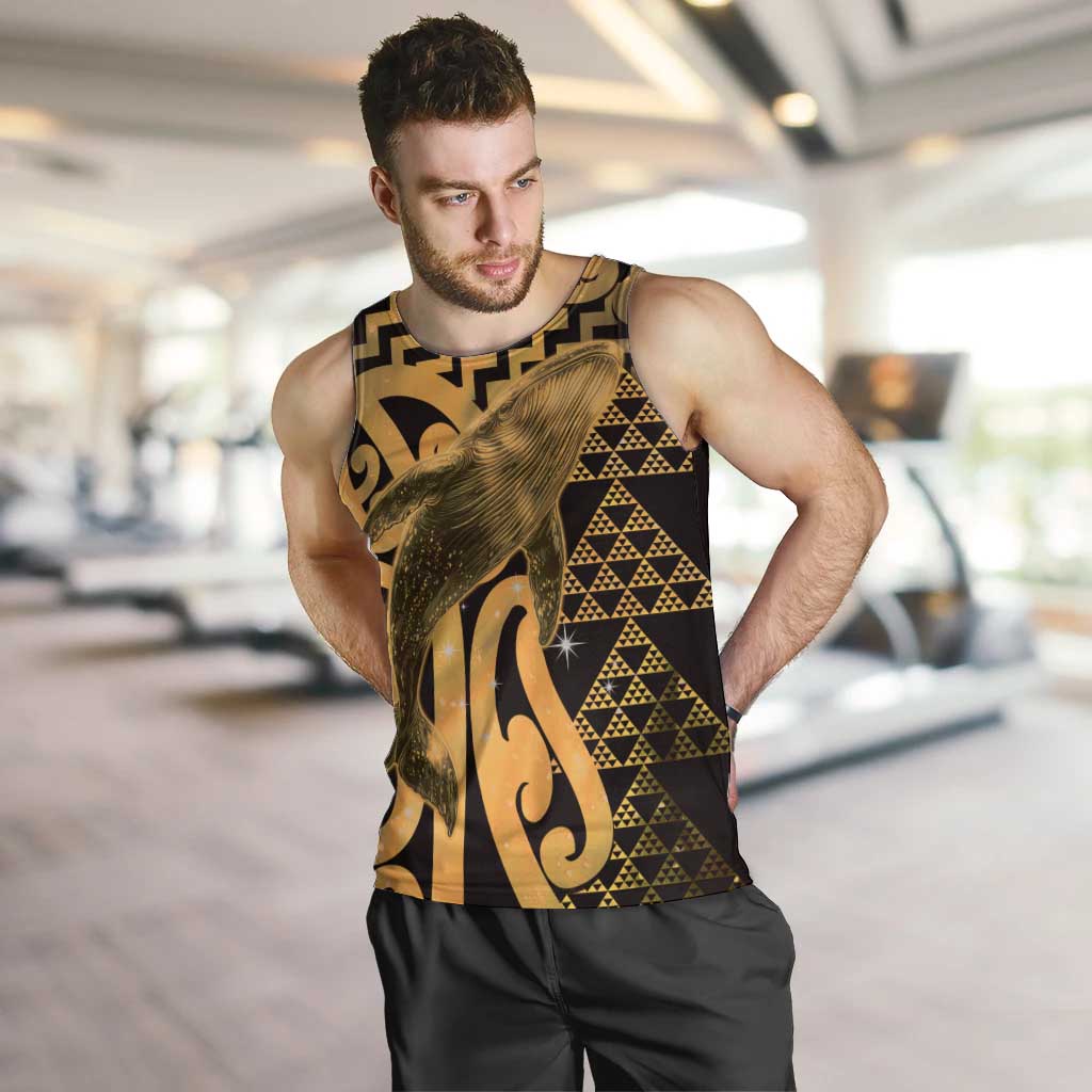 Humpback Whale Matariki New Zealand Men Tank Top NZ Maori Paikea Poutama Luxury Gold