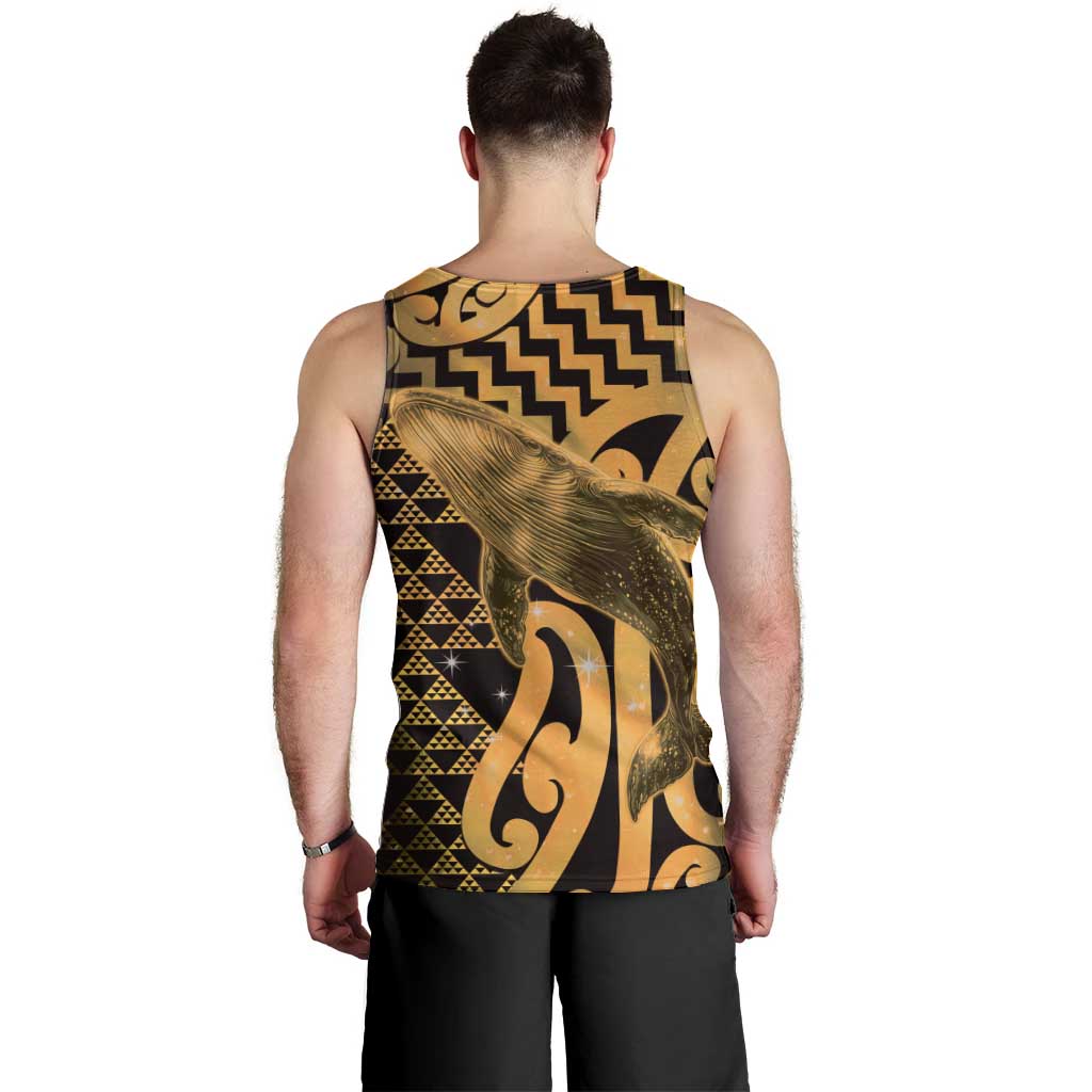 Humpback Whale Matariki New Zealand Men Tank Top NZ Maori Paikea Poutama Luxury Gold LT14 - Polynesian Pride