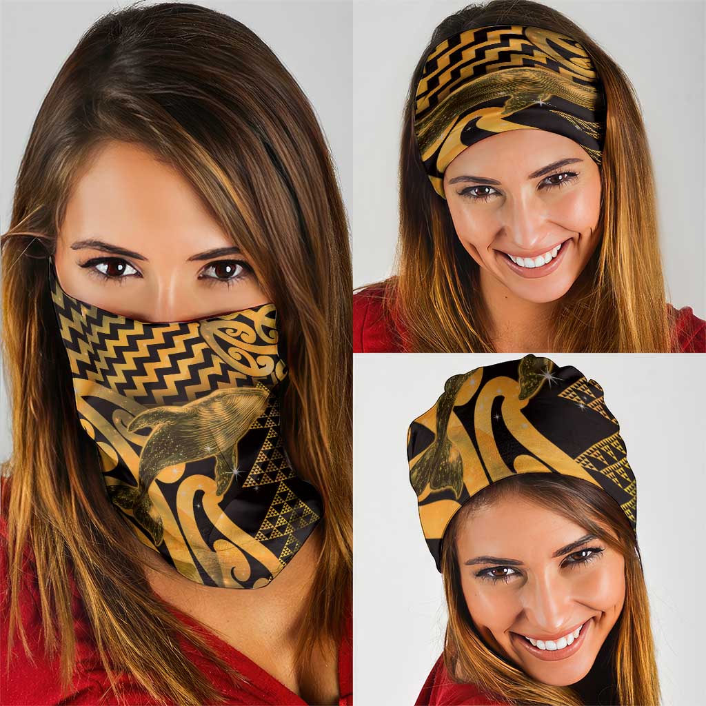 Humpback Whale Matariki New Zealand Neck Gaiter NZ Maori Paikea Poutama Luxury Gold LT14 - Polynesian Pride