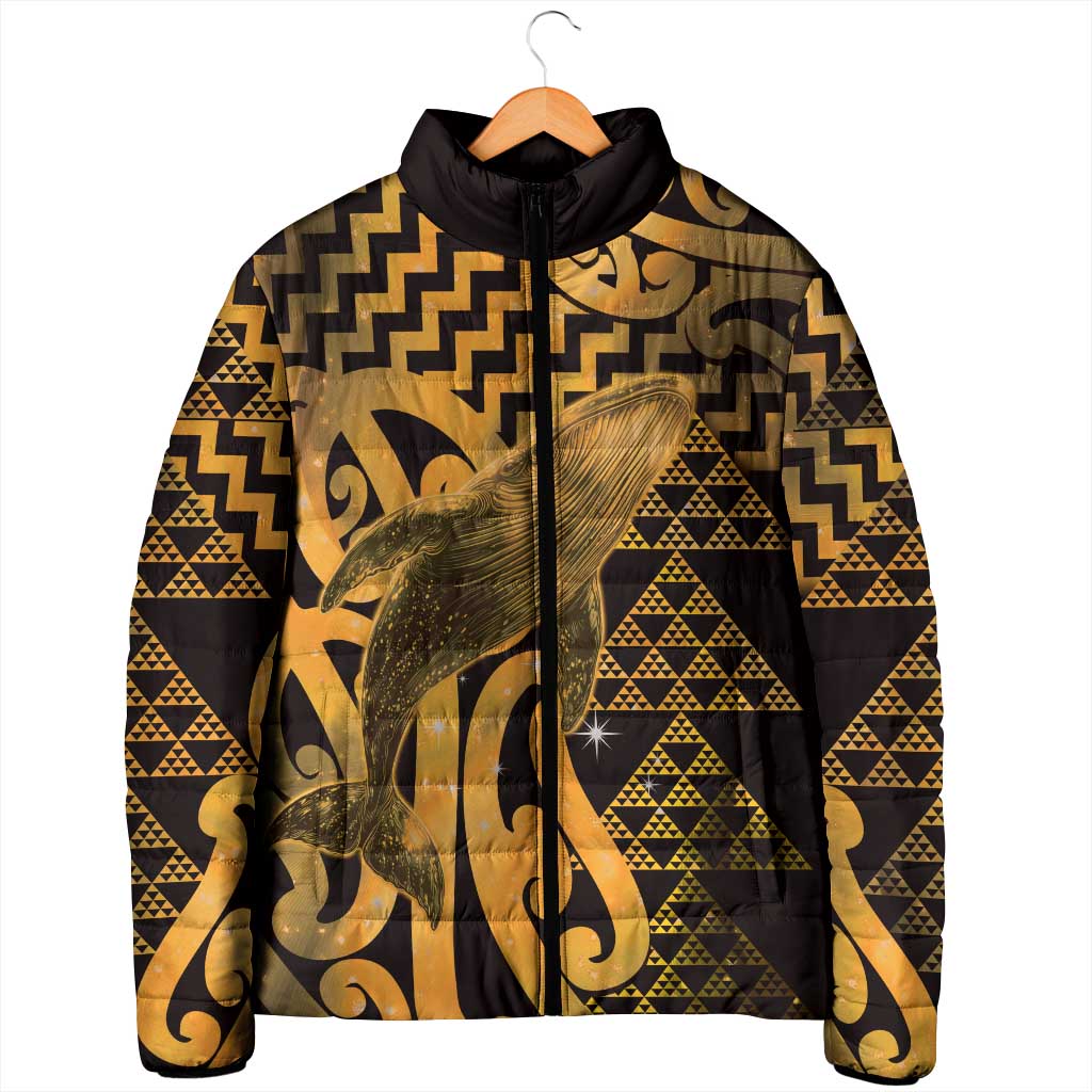 Humpback Whale Matariki New Zealand Padded Jacket NZ Maori Paikea Poutama Luxury Gold LT14 - Polynesian Pride