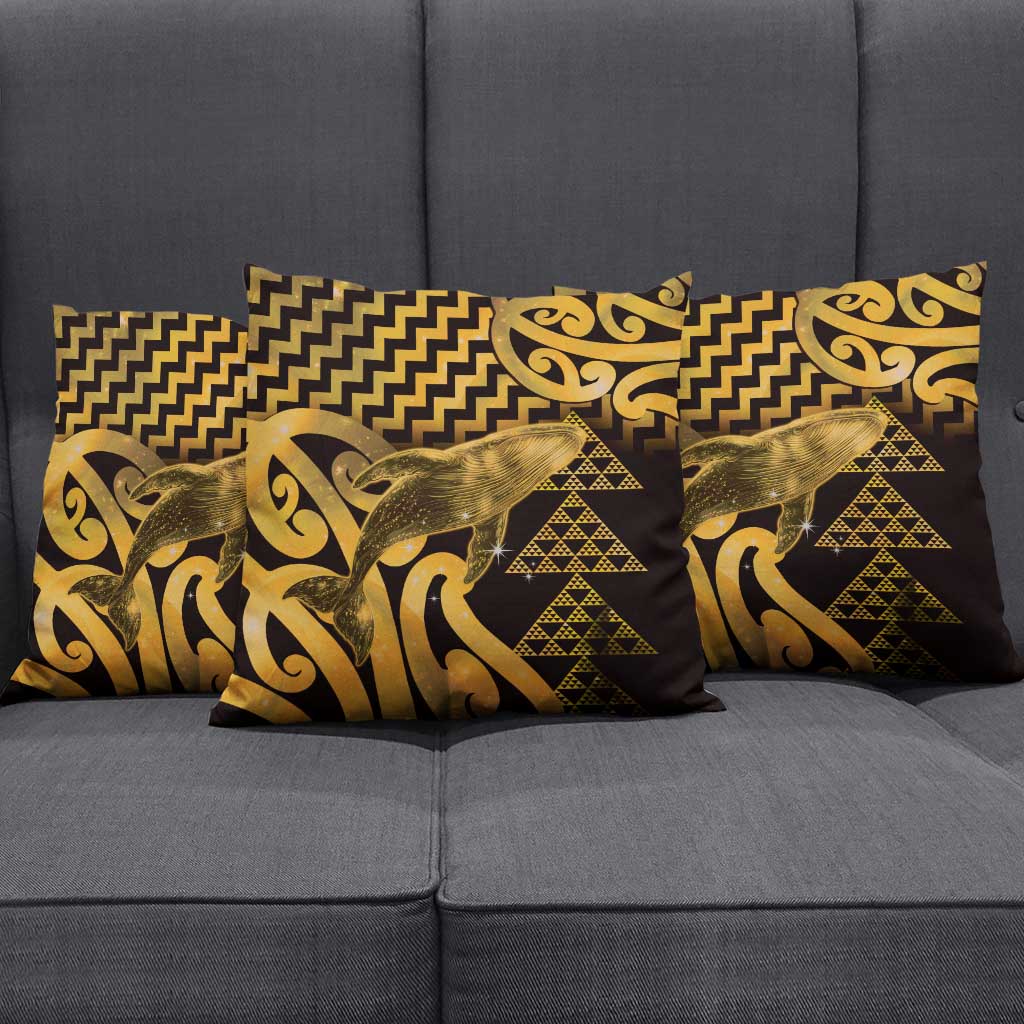 Humpback Whale Matariki New Zealand Pillow Cover NZ Maori Paikea Poutama Luxury Gold LT14 - Polynesian Pride