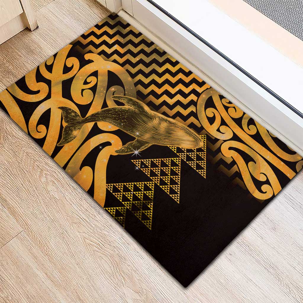 Humpback Whale Matariki New Zealand Rubber Doormat NZ Maori Paikea Poutama Luxury Gold LT14 - Polynesian Pride