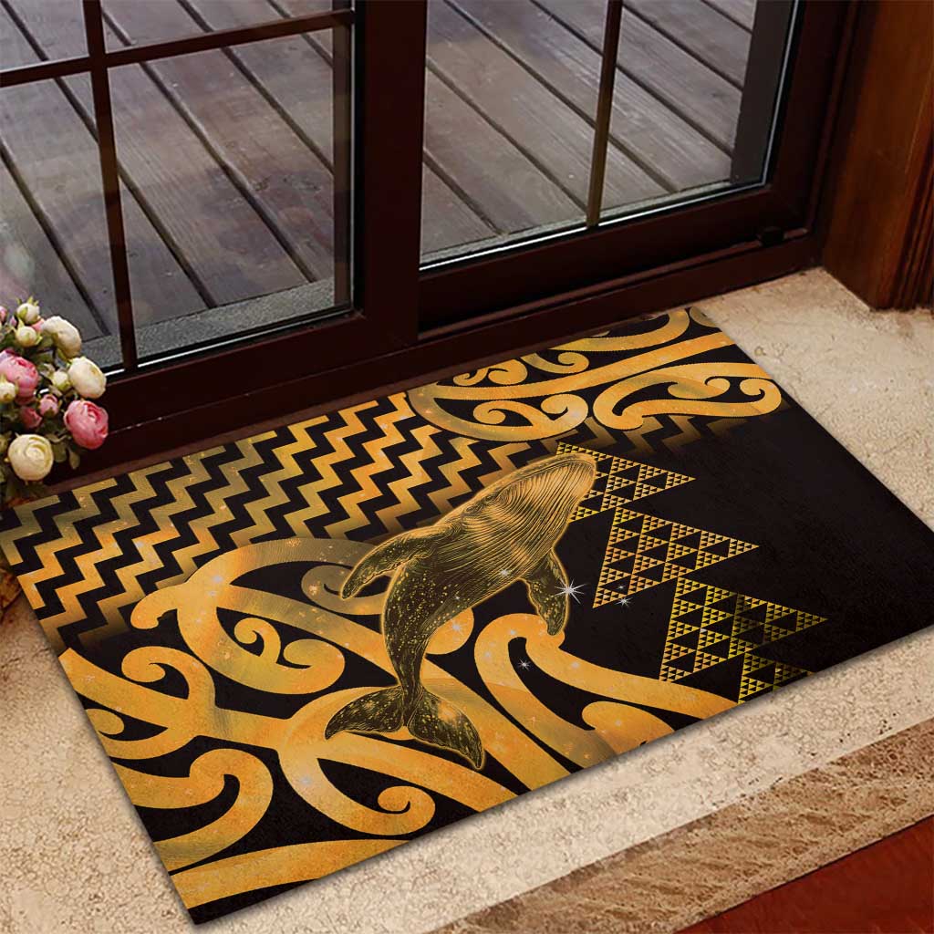 Humpback Whale Matariki New Zealand Rubber Doormat NZ Maori Paikea Poutama Luxury Gold LT14 - Polynesian Pride