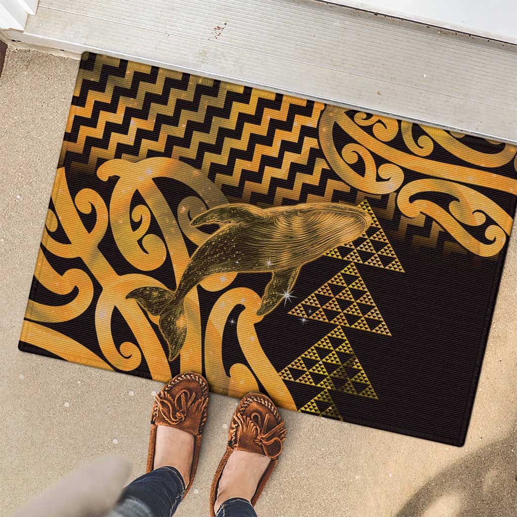 Humpback Whale Matariki New Zealand Rubber Doormat NZ Maori Paikea Poutama Luxury Gold LT14 - Polynesian Pride