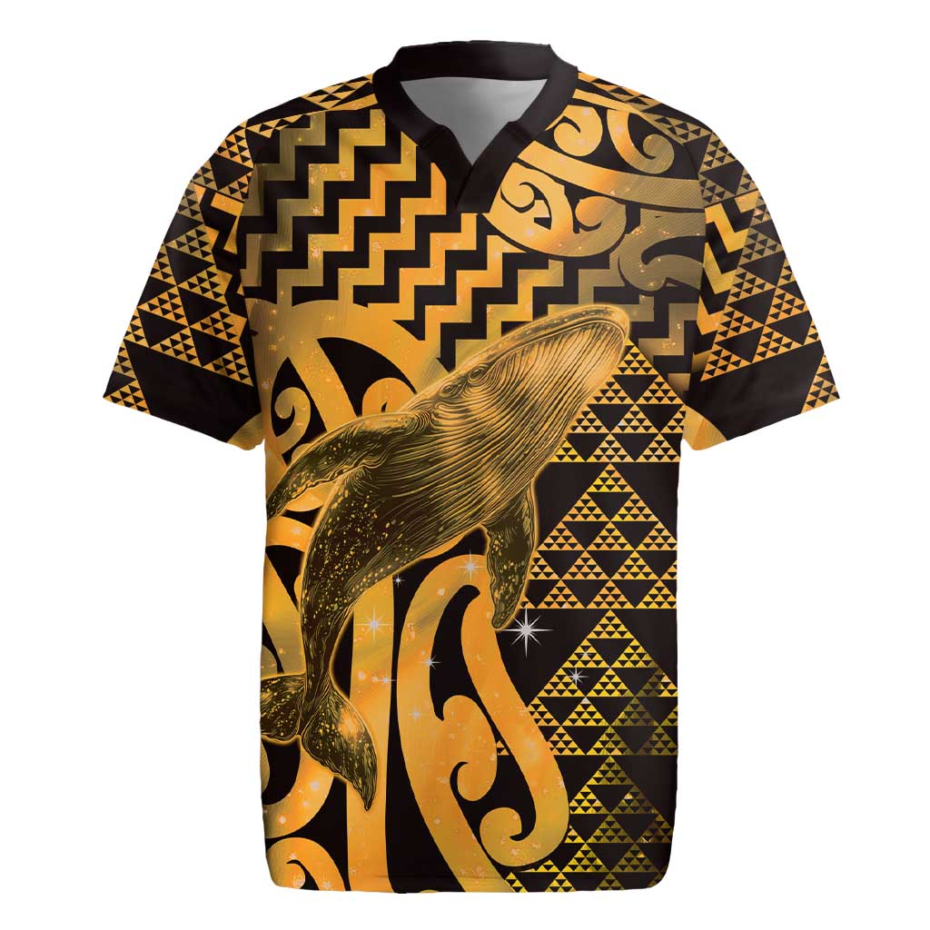 Humpback Whale Matariki New Zealand Rugby Jersey NZ Maori Paikea Poutama Luxury Gold LT14 Gold - Polynesian Pride