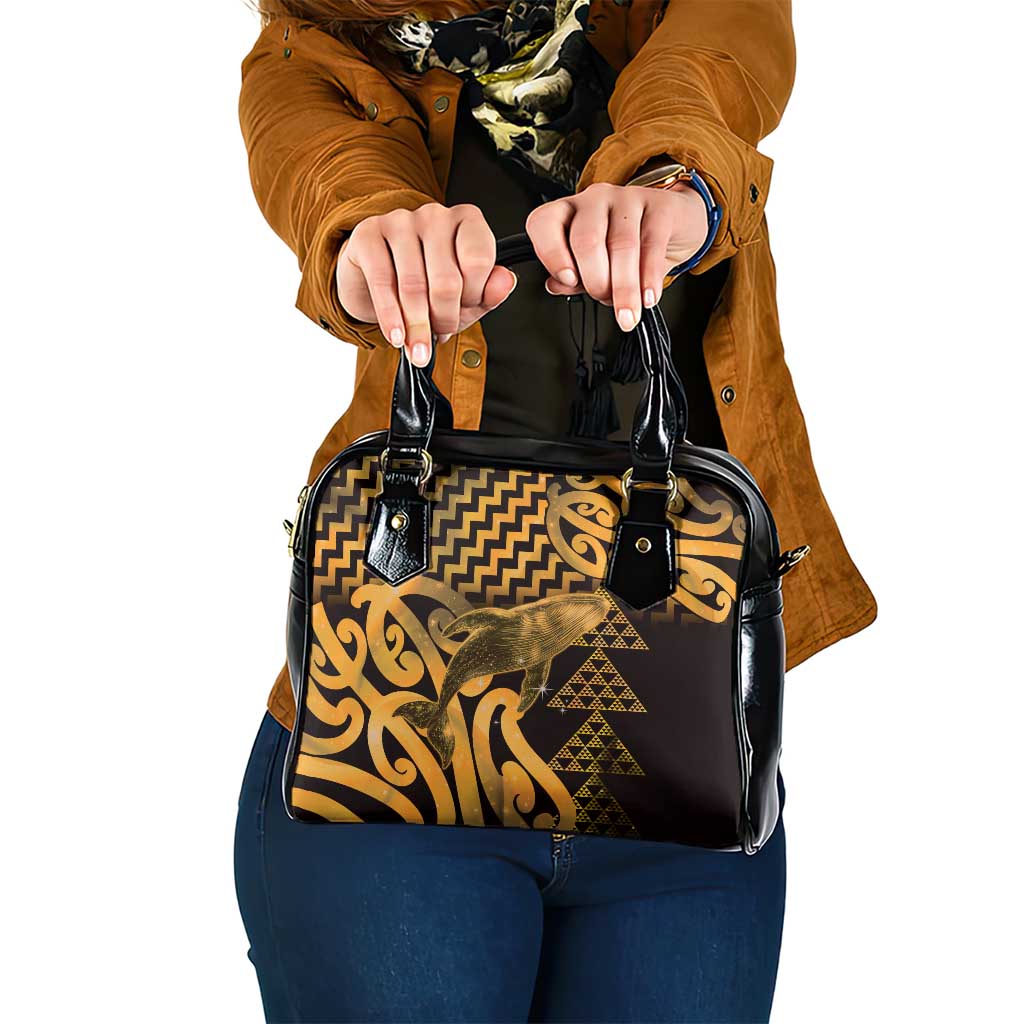 Humpback Whale Matariki New Zealand Shoulder Handbag NZ Maori Paikea Poutama Luxury Gold