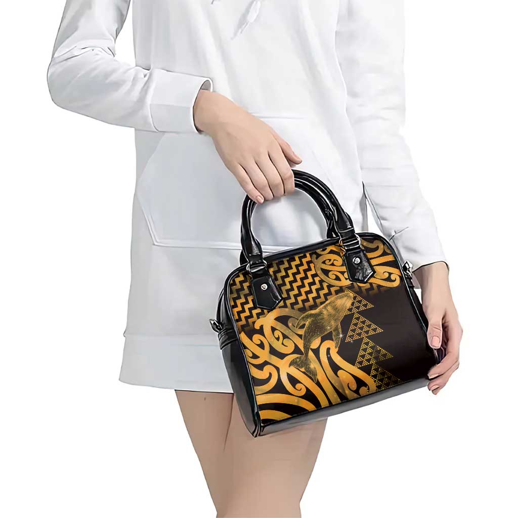 Humpback Whale Matariki New Zealand Shoulder Handbag NZ Maori Paikea Poutama Luxury Gold