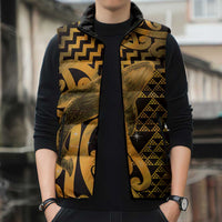 Humpback Whale Matariki New Zealand Sleeveless Puffer Jacket NZ Maori Paikea Poutama Luxury Gold LT14 - Polynesian Pride