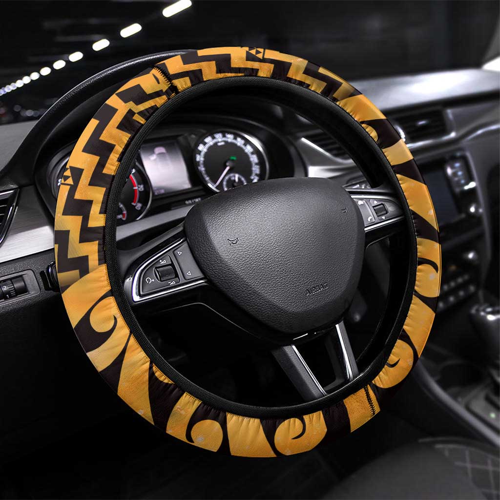 Humpback Whale Matariki New Zealand Steering Wheel Cover NZ Maori Paikea Poutama Luxury Gold LT14 Universal Fit Gold - Polynesian Pride