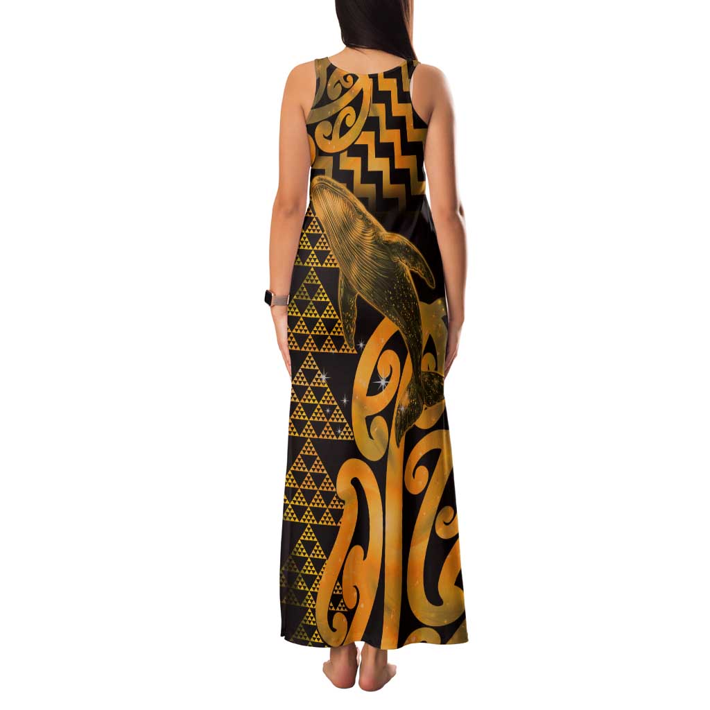 Humpback Whale Matariki New Zealand Tank Maxi Dress NZ Maori Paikea Poutama Luxury Gold