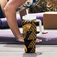 Humpback Whale Matariki New Zealand Tumbler With Handle NZ Maori Paikea Poutama Luxury Gold LT14 - Polynesian Pride